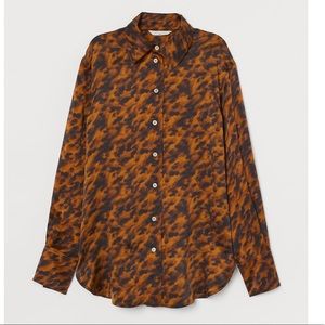 H&M Brown Patterned 100% Silk Shirt